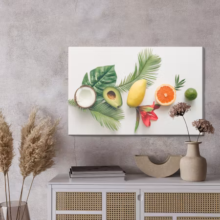 Canvastavla - Colorful tropical fruit and leaves