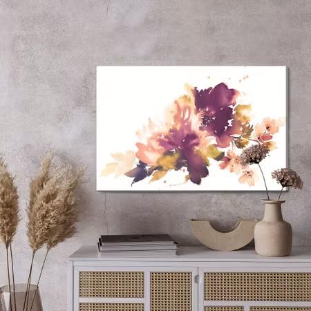 Canvastavla - Watercolor leaves and flowers