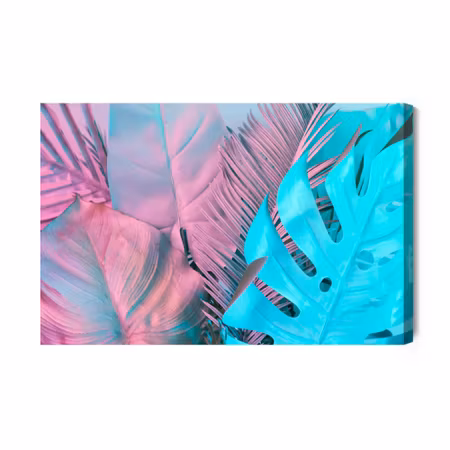 Canvastavla - Tropical leaves in neon colors