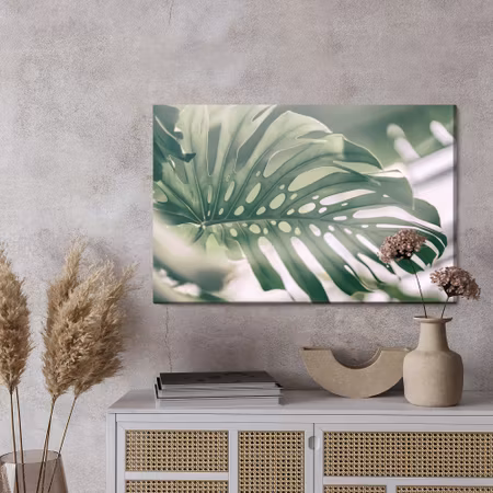 Canvastavla - Monstera leaf close up