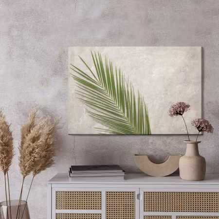 Canvastavla - Palm leaf on a concrete background