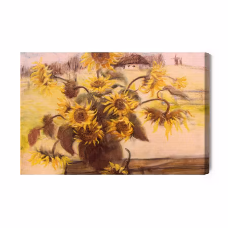 Canvastavla - Sunflowers in a vase as painted