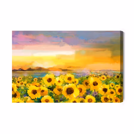 Canvastavla - A field of sunflowers as painted