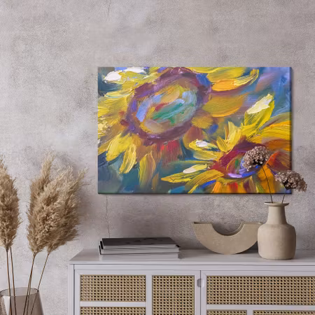 Canvastavla - Colorful sunflowers as painted