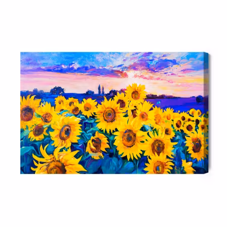 Canvastavla - Sunflower field as painted
