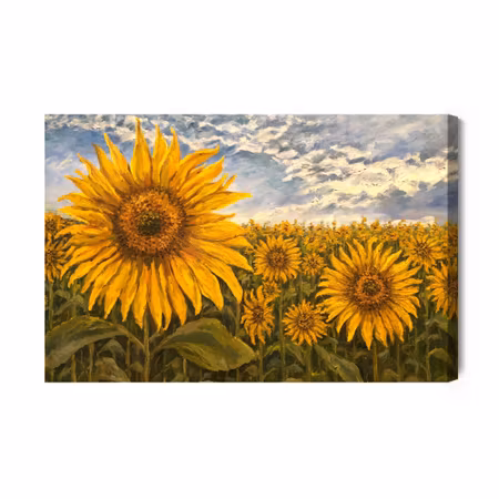 Canvastavla - Sunflower field as painted 3d