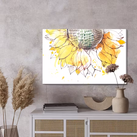 Canvastavla - Sunflower with zero-one code