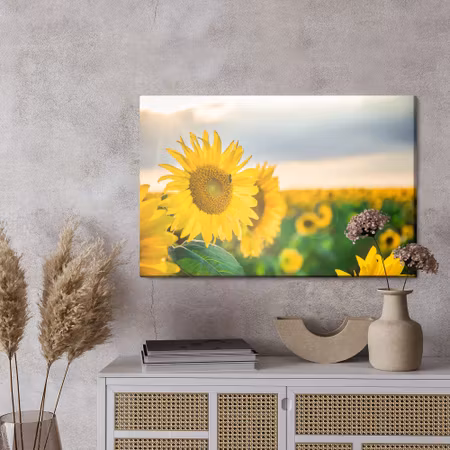Canvastavla - A field of beautiful yellow sunflowers