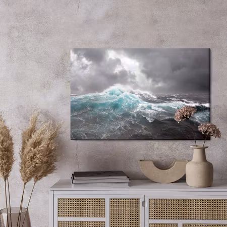 Canvastavla - Sea and gray clouds