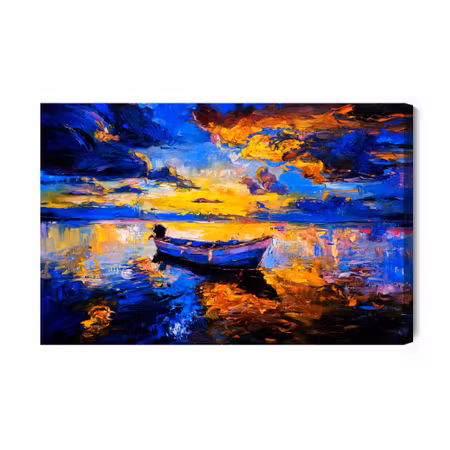 Canvastavla - Empty boat in the sea