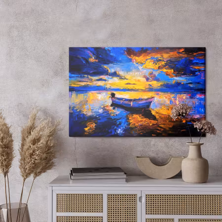 Canvastavla - Empty boat in the sea