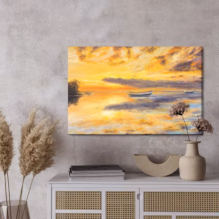 Canvastavla - Sunset on a calm sea