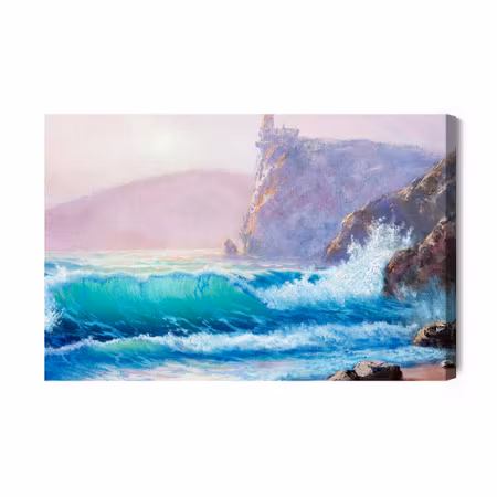 Canvastavla - Watercolor waves on the seashore
