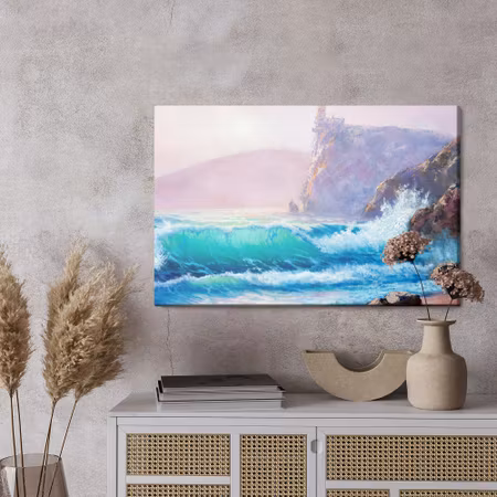 Canvastavla - Watercolor waves on the seashore