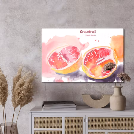Canvastavla - Grapefruit painted with watercolor
