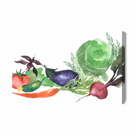 Canvastavla - Fresh vegetables painted with watercolor