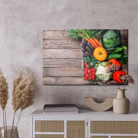 Canvastavla - Vegetable basket on the table