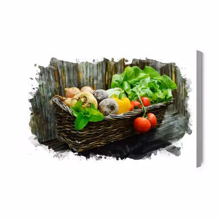 Canvastavla - Wicker basket of vegetables