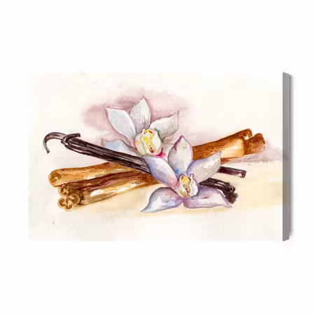 Canvastavla - Vanilla sticks with flowers