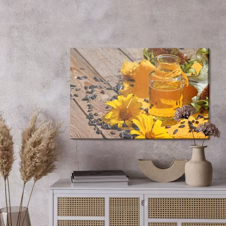 Canvastavla - Sunflower oil with flowers