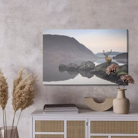 Canvastavla - Deer by the lake