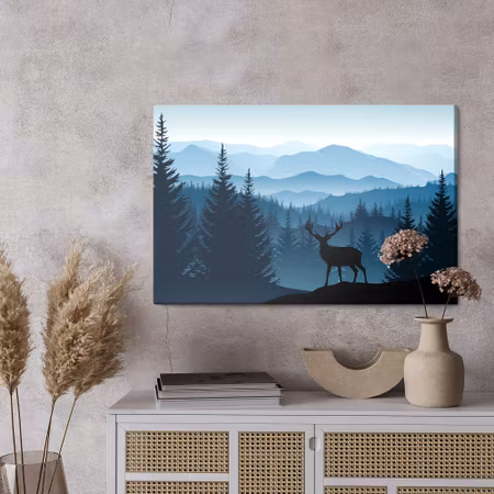 Canvastavla - Silhouette of a deer against the