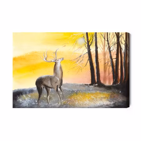 Canvastavla - Landscape with a deer