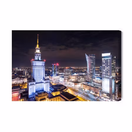 Canvastavla - Warsaw at night