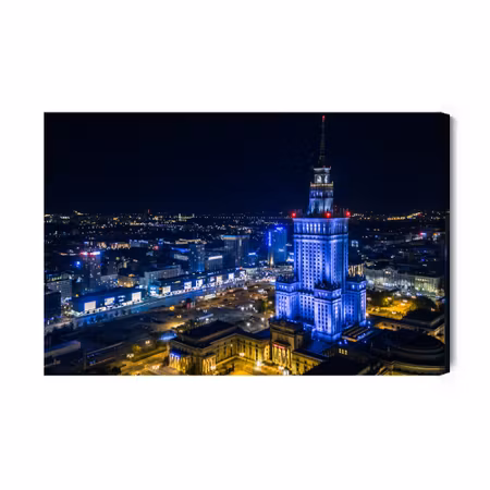 Canvastavla - Illuminated warsaw at night