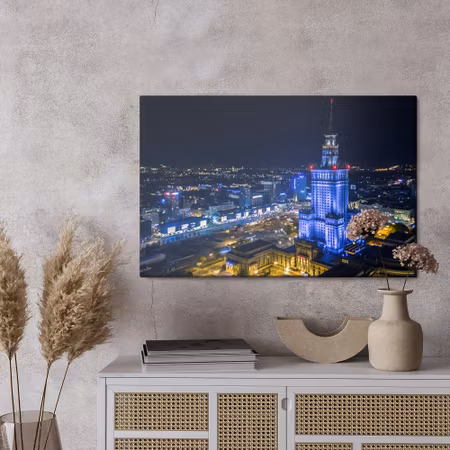 Canvastavla - Illuminated warsaw at night