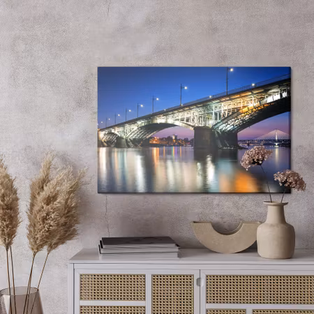 Canvastavla - Warsaw bridges at night