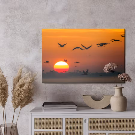 Canvastavla - Flying cranes