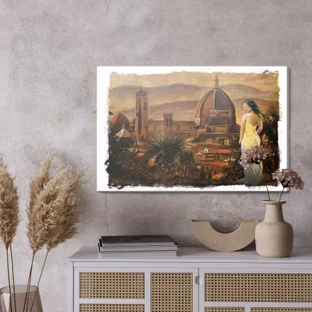 Canvastavla - The woman on the background of the