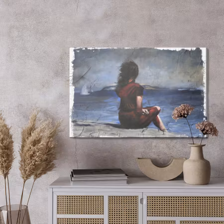 Canvastavla - Woman on the beach