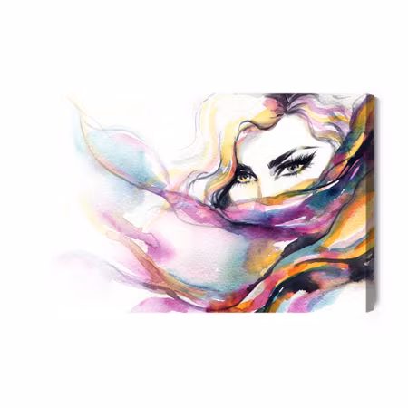 Canvastavla - Colorful watercolor portrait of a woman