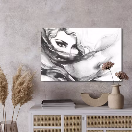 Canvastavla - Black and white female face