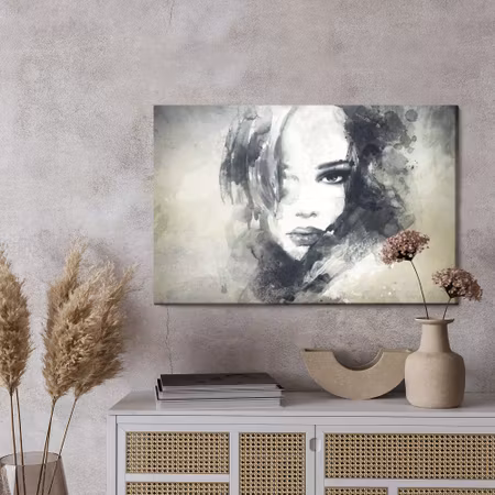 Canvastavla - A female face in a watercolor version