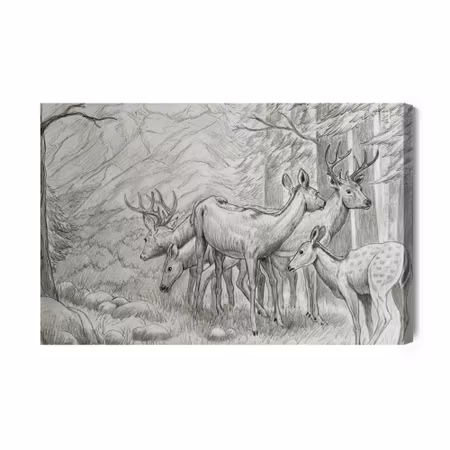 Canvastavla - Sketch of a deer