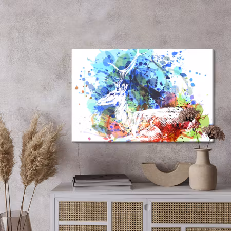 Canvastavla - Deer in an abstract version