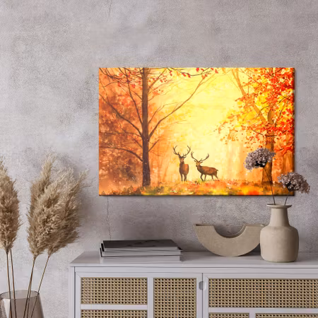Canvastavla - Deer in the autumn forest