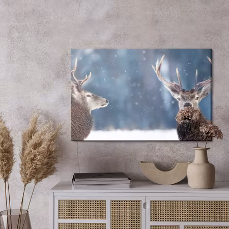 Canvastavla - Two deer in the winter forest