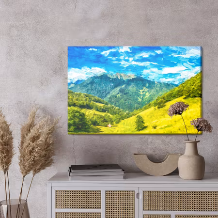 Canvastavla - Painted mountain landscape