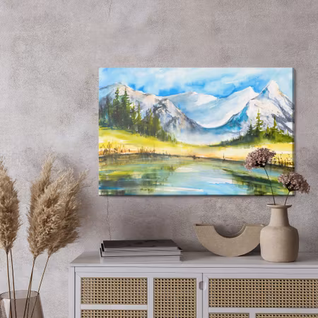 Canvastavla - Mountain landscape painted with