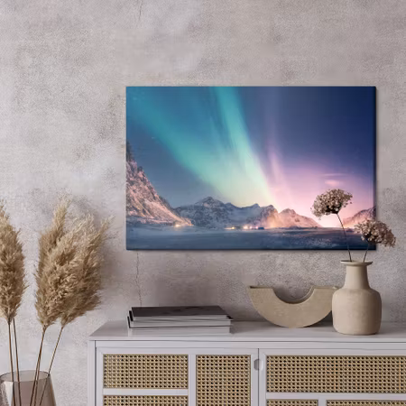 Canvastavla - Northern lights in the mountains