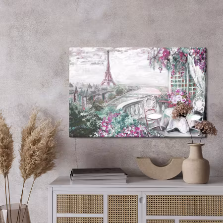 Canvastavla - A cafe with the eiffel tower in the