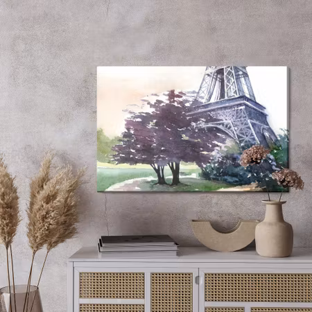 Canvastavla - Eiffel tower painted with watercolor