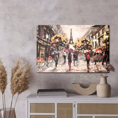 Canvastavla - People with colorful umbrellas in paris