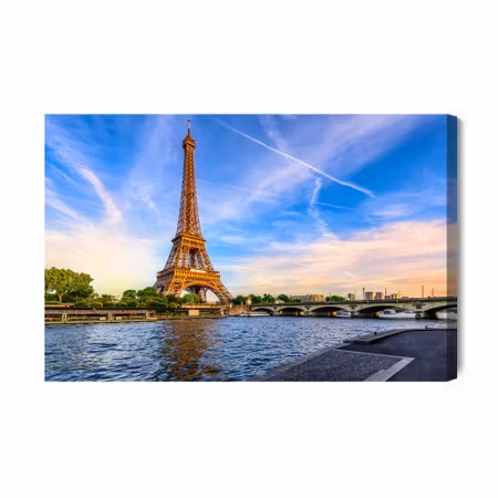 Canvastavla - 3d view of the seine and the eiffel tower