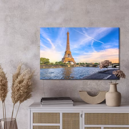 Canvastavla - 3d view of the seine and the eiffel tower