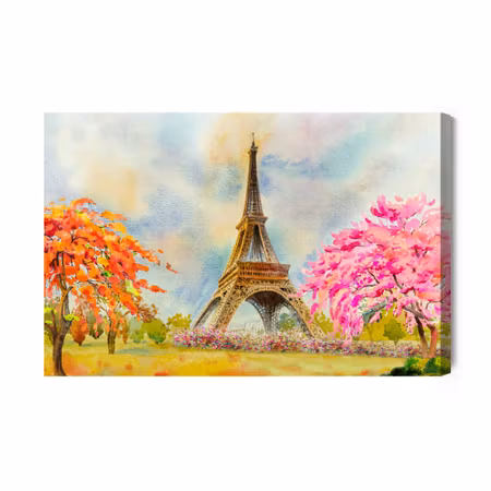 Canvastavla - The eiffel tower between colorful trees